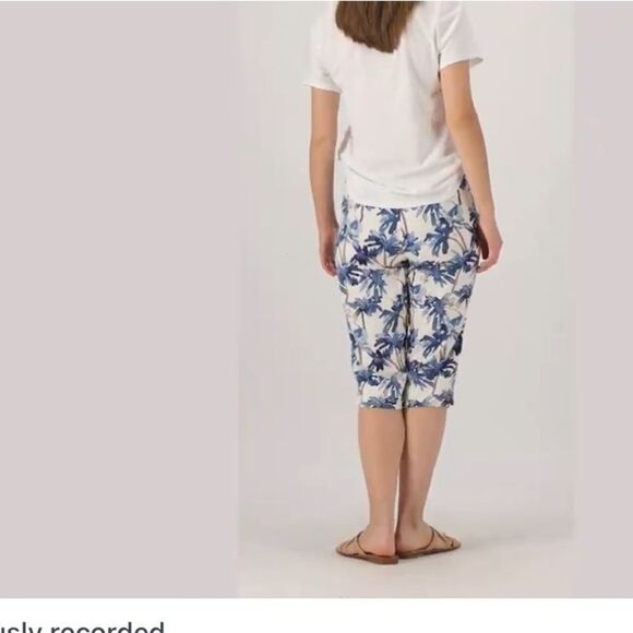 NWT Denim & Co Naturals Plus Set Blue Palm Linen Blend Skimmer Pants - Size 5X - Picture 3 of 9